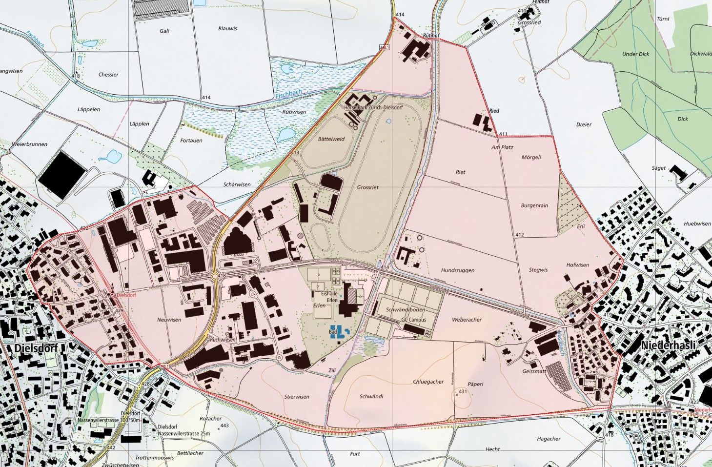 Rayon Rayonverbot Niederhasli R1 GC Campus und Sportplatz Erlen
